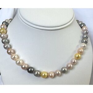 Honora Ming Multicolor Freshwater Pearl Necklace 20" Sterling Silver 925 Pastel